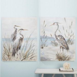 Shore Birds Set of 2 Hand-Painted Acrylic Paint on Canvas with gallery edge.